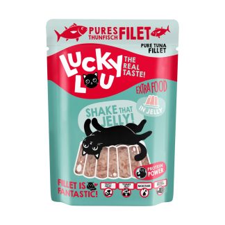 Lucky Lou 70 г, дополнительный корм, филе тунца в желе, 100% тунец, для привередливых кошек.