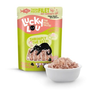 Корм для кошек Lucky Lou 70 г, тунец и креветки в желе. Самый вкусный корм для кошек.