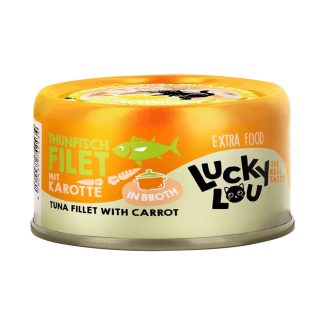 Влажный корм Lucky Lou 70 г, тунец с морковью, для привередливых кошек. Мясное филе.