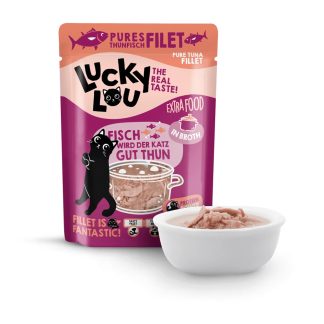 Филе тунца Lucky Lou в бульоне Extra Food в пакетике 70 г — для привередливых кошек.