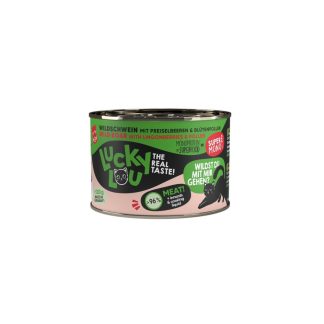 Lucky Lou SuperMono2 Wild Boar 200 г. Беззерновой влажный корм для кошек с монопротеином.