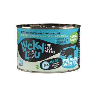 Влажный корм для кошек Lucky Lou SuperMono2 Turkey 200 г, беззерновой, с монопротеином.