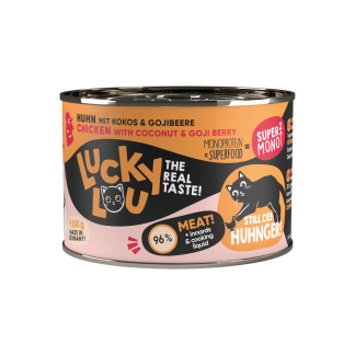 Влажный корм для кошек Lucky Lou SuperMono2 Chicken 200 г, содержащий монопротеин.