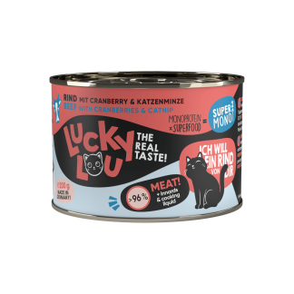 Влажный корм для кошек Lucky Lou SuperMono2 Beef 200 г, беззерновой, с монопротеином