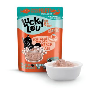 Lucky Lou Extra Food Тунец и лосось в бульоне 70 г, без курицы, кошачий корм