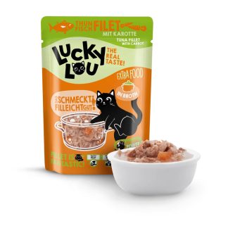 Lucky Lou Тунец с морковью в бульоне 70 г. Вкусный кошачий корм.