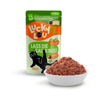 Lucky Lou Beef and Game 125 г — полнорационный кошачий корм без курицы.
