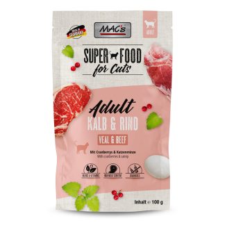 Корм для кошек Mac's Cat Veal and Beef 100g Pouch без курицы.