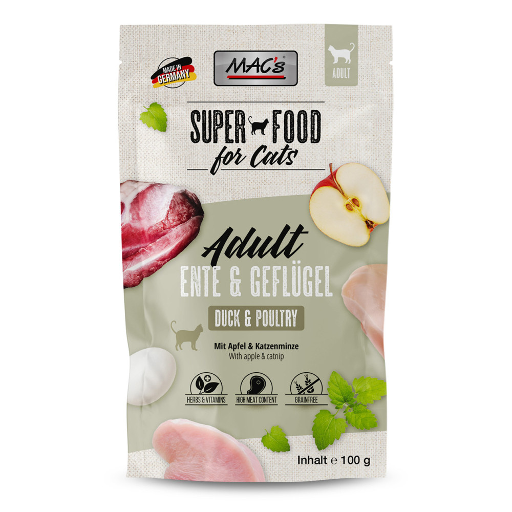 Нежный кошачий корм MAC's Cat Duck and Poultry Pouch 100 г