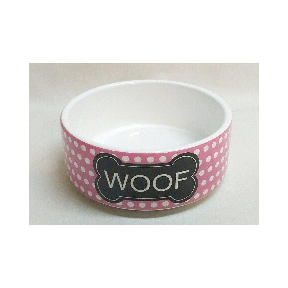 Керамическая миска для собак WOOF, розовая, 13х4,5 см, 0,33 л.