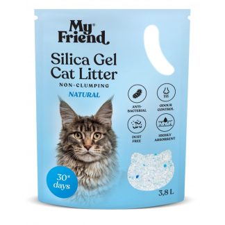Силиконовый наполнитель для кошачьего туалета My Friend Silica Natural 3,8 л, мягкий для кошек.