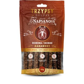 Колбаски из конины 80 г, 100% мясо, вкусные колбаски, лакомство для собак.