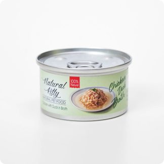 Натуральное куриное и утиное филе в бульоне для кошек, 80 г.