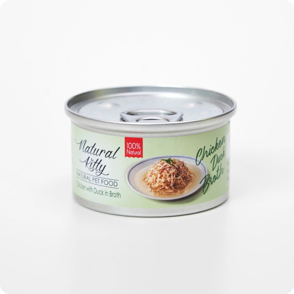 Натуральное куриное и утиное филе в бульоне для кошек, 80 г.