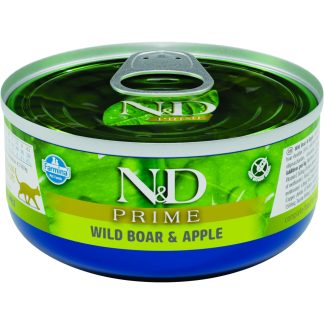 Влажный корм N&D Cat Prime Wild Boar & Apple 70 г с мясом дикого кабана и яблоками для кошек, 98% животного белка.