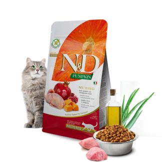 Сухой корм для кошек N&D с тыквой, стерилизованными кошками, перепелами и гранатом, 300 г.