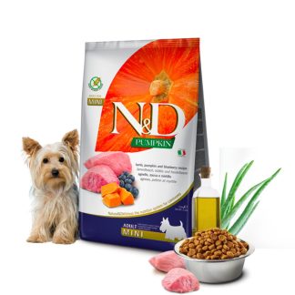 Сухой корм для собак N&D Dog Pumpkin Lamb & Blueberry Adult Mini 800g для йоркширских терьеров.