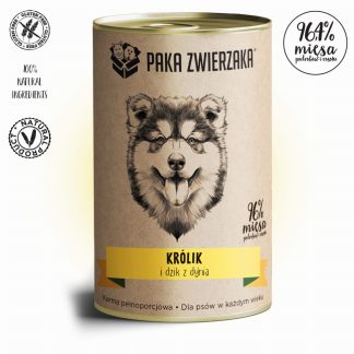 Влажный корм для собак Paka Zwierzaka с кроликом и диким кабаном и тыквой, 400 г.