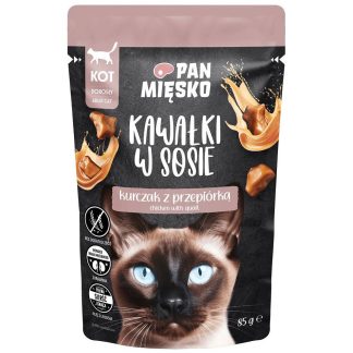 Влажный корм для кошек Pan Mięsko Adult Chicken with Quail in Sauce, 85 г (пакетик).