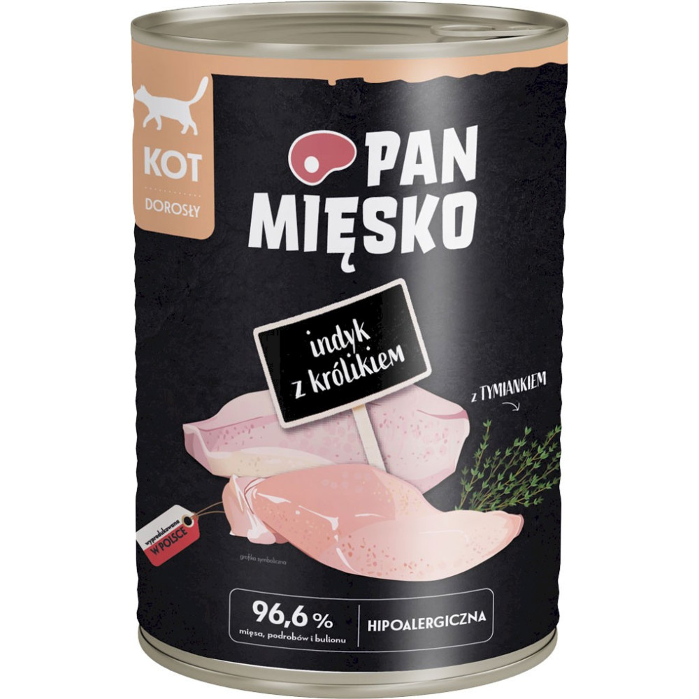 Корм для кошек PAN MEAT Turkey with Rabbit, банка 400 г.