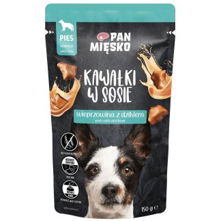 Влажный корм для собак Pan Mięsko со вкусом свинины и дикого кабана в соусе, 150 г.