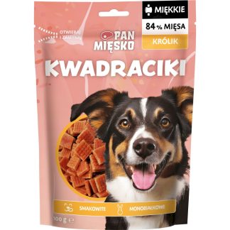 Лакомства для собак PAN MIESKO, квадратики в форме кролика, 100 г.