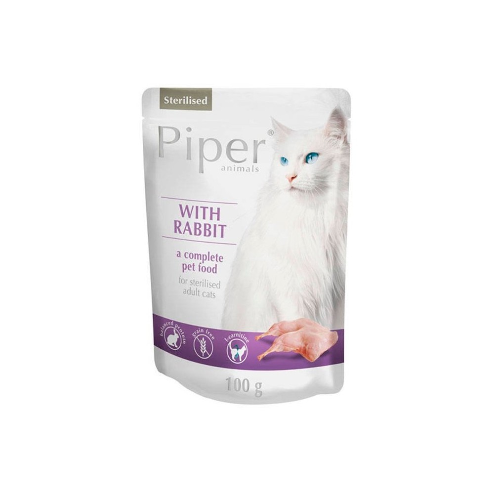 Влажный корм для кошек Piper Animals Стерилизованный кролик, 100 г