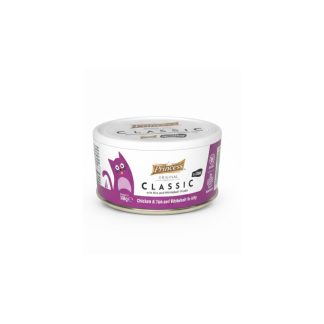 Влажный корм Princess Classic 70 г с курицей, тунцом и шпротами для привередливых кошек.