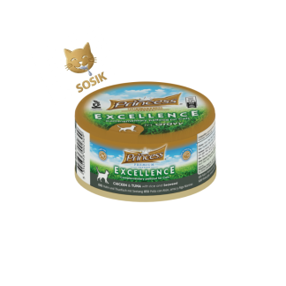 Влажный корм для кошек Princess Excellence с курицей, тунцом и морскими водорослями, 70 г.