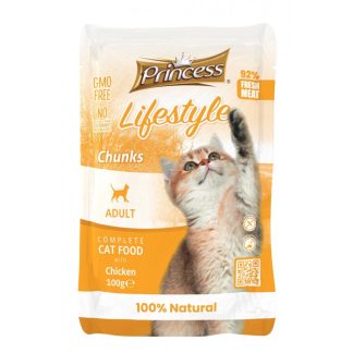 Princess Lifestyle Chuks Chicken Sachet 100 г для кошек, кусочки мяса в соусе