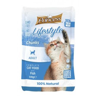 Корм для кошек Princess Lifestyle Chunks из тунца и анчоусов, 100 г, кусочки мяса в соусе.