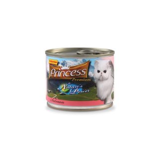 Влажный корм для кошек Princess Nature's Power Salmon 200 г, содержащий 98% мяса лосося и таурин.