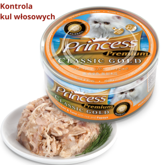 Влажный корм для кошек Princess Premium GOLD Hairball Control 170 г, мясные филе с эффектом контроля образования комков шерсти.
