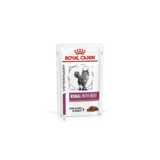 Влажный корм Royal Canin для кошек с почечной недостаточностью, 85 г, с говядиной.