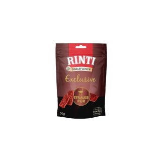 Эксклюзивное лакомство для собак Rinti Singl из страусиного меха, 50 г.
