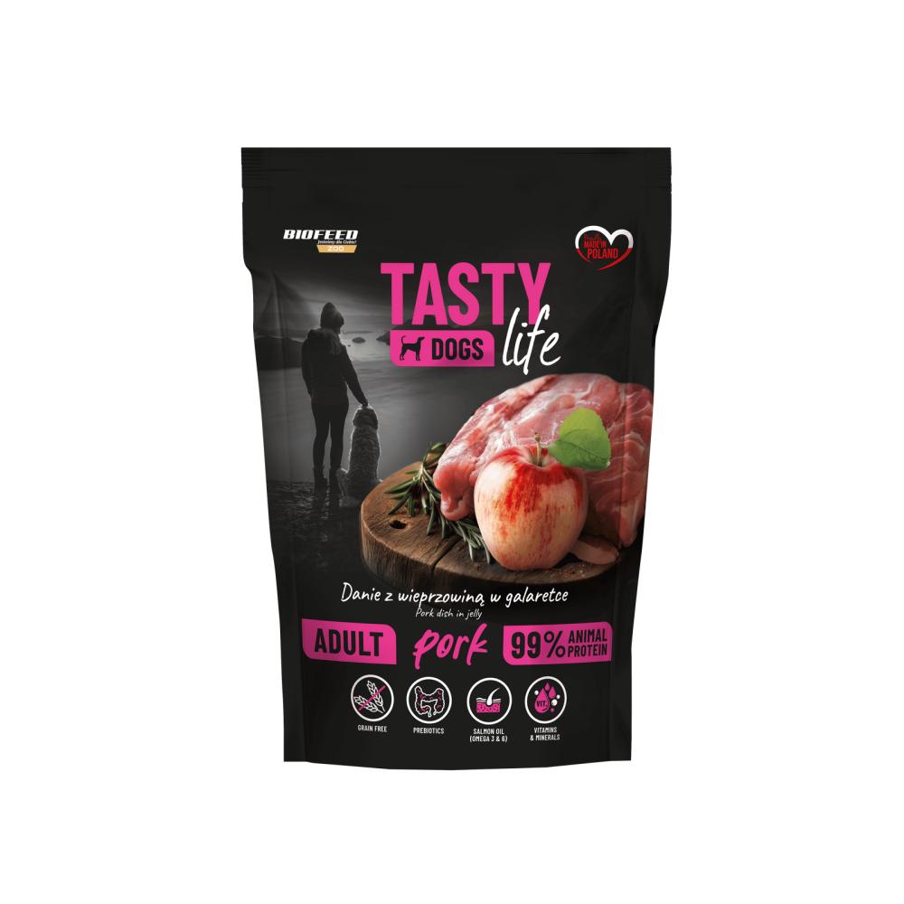 Tasty Dogs Life Pork 90% 500 г – влажный корм для собак в желе.