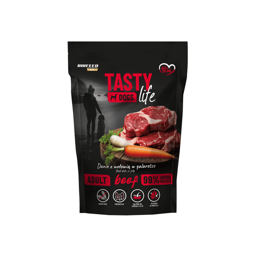Tasty Dogs Life Beef 90% – влажный корм для собак в желе, 500 г