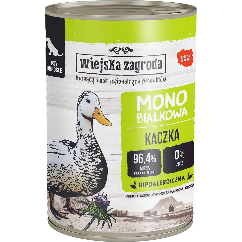 Влажный корм для собак Wiejska Zagroda Monoprotein Duck, банка 400 г